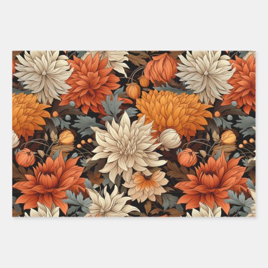 Waterverf Oranje Bruine Herfstbladeren Verjaardag Inpakpapier Vel (Voorkant)