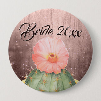 Waterverf Oranje Cactus Bloom Wedding Ronde Button 4,0 Cm
