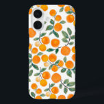Waterverf Oranje Citrus Botanische Patroon iPhone 16 Hoesje<br><div class="desc">Stijlvolle waterverf met sinaasappels en bladeren.</div>