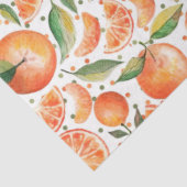 Waterverf Oranje Citrus Botanische Patroon Tissuepapier (Detail)