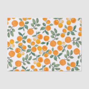 Waterverf Oranje Citrus Botanische Patroon Tissuepapier
