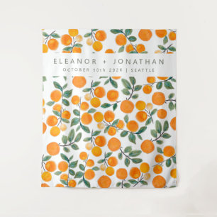 Waterverf Oranje Citrus Fotohokje Achtergrond Wandkleed