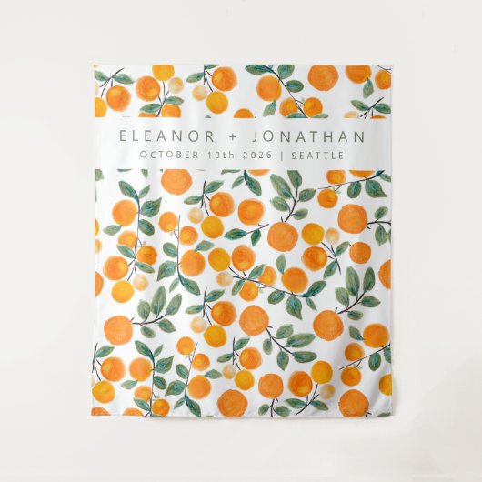 Waterverf Oranje Citrus Fotohokje Achtergrond Wandkleed (Voorkant)