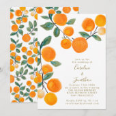 Waterverf Oranje Citrus Fruit Script Wedding IV Kaart (Voorkant / Achterkant)