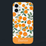 Waterverf Oranje Citrus - Gepersonaliseerd iPhone 16 Plus Hoesje<br><div class="desc">Stijlvolle waterverf met sinaasappels en bladeren,  gepersonaliseerd met jouw naam.</div>