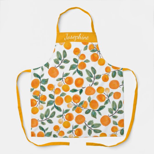  Waterverf Oranje Citrus - Gepersonaliseerd Schort (Voorkant)