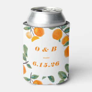 Waterverf Oranje Citrus Monogrammed Wedding Blikjeskoeler