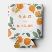 Waterverf Oranje Citrus Monogrammed Wedding Blikjeskoeler (Voorkant)
