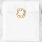 Waterverf Oranje Citrus Monogrammed Wedding Ronde Sticker (Tas)