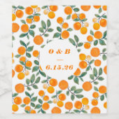Waterverf Oranje Citrus Monogrammed Wedding Wijn Etiket (Enkel label)