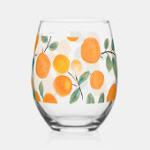 Waterverf Oranje Citrus Monogrammed Wedding Wijnglas Zonder Voet (Achterkant)