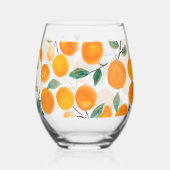 Waterverf Oranje Citrus Monogrammed Wedding Wijnglas Zonder Voet (Links)