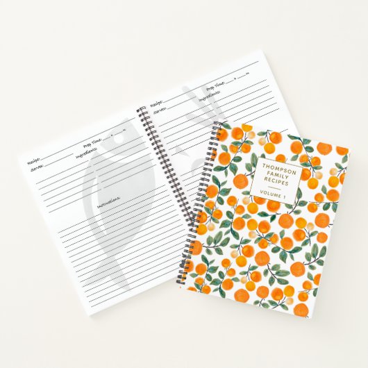 Waterverf Oranje Citrus Personalized Recipe Notitieboek (Binnen)