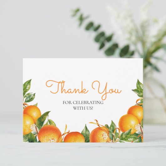 Waterverf Oranje Citrus Theme Bedankt Kaart (Staand voorkant)