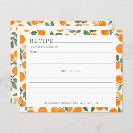 Waterverf Oranje Citrus Vrijgezellenfeest Recipe K (Voorkant / Achterkant)