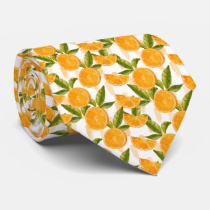Waterverf Oranje Citruspatroon Stropdas