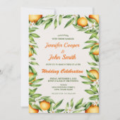 Waterverf Oranje Citrusvruchten Botanische bruilof Kaart (Voorkant)