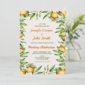Waterverf Oranje Citrusvruchten Botanische bruilof Kaart (Staand voorkant)