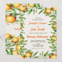 Waterverf Oranje Citrusvruchten Botanische bruilof