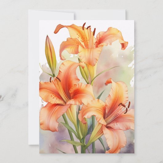 Waterverf Oranje daglelies Feestdagenkaart (Voorkant)