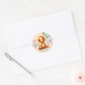 Waterverf Oranje Dinosaurus Vlaggen Jongen Baby sh Ronde Sticker (Envelop)
