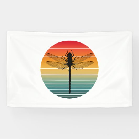 Waterverf Oranje Dragonfly Yellow Dragon Fly Spandoek (Horizontaal)