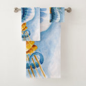 Waterverf Oranje en blauw zeepaard Bad Handdoek (Insitu)