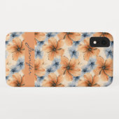 Waterverf Oranje en Blauwe Floral Case-Mate iPhone Case (Achterkant (horizontaal))
