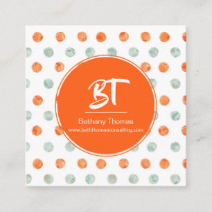 Waterverf Oranje en Groen Polka Dots Visitekaartje