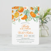 Waterverf Oranje Floral Baby shower Kaart (Staand voorkant)
