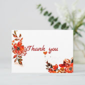 Waterverf Oranje Floral Bedankkaart (Staand voorkant)
