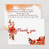 Waterverf Oranje Floral Bedankkaart (Voorkant / Achterkant)