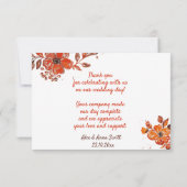 Waterverf Oranje Floral Bedankkaart (Achterkant)