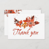 Waterverf Oranje Floral Bedankkaart (Voorkant / Achterkant)