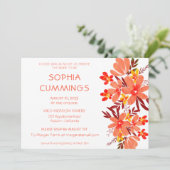 Waterverf Oranje Floral Bridal Shower Kaart (Staand voorkant)