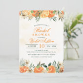 Waterverf Oranje Floral Bridal Shower Kaart (Staand voorkant)