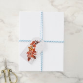 Waterverf Oranje Floral Cadeaulabel (Met Touw)