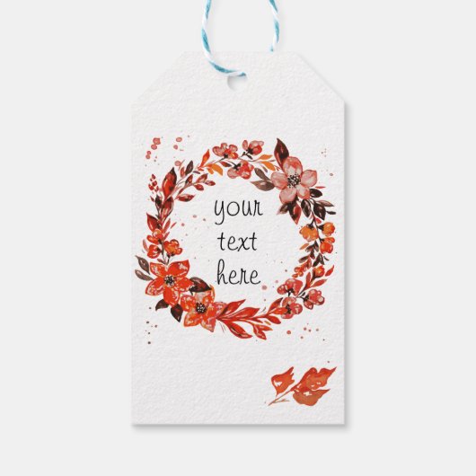 Waterverf Oranje Floral Cadeaulabel (Achterkant)