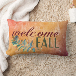 Waterverf Oranje Floral  Familienaam Herfst Kussen