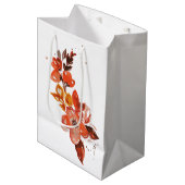 Waterverf Oranje Floral Medium Cadeauzakje (Voorkant Gekanteld)