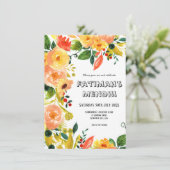 Waterverf Oranje Floral Rustic Boho Wedding Kaart (Staand voorkant)