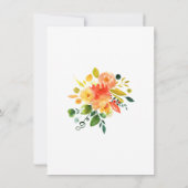 Waterverf Oranje Floral Rustic Boho Wedding Kaart (Achterkant)