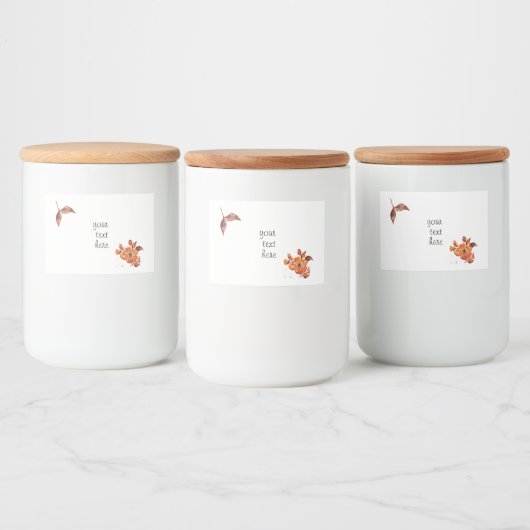 Waterverf Oranje Floral Voedselcontainer Etiket (Flessen)
