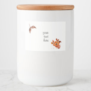 Waterverf Oranje Floral Voedselcontainer Etiket