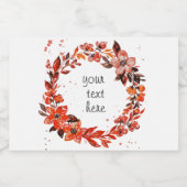 Waterverf Oranje Floral Voedselcontainer Etiket (Enkel label)