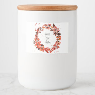 Waterverf Oranje Floral Voedselcontainer Etiket
