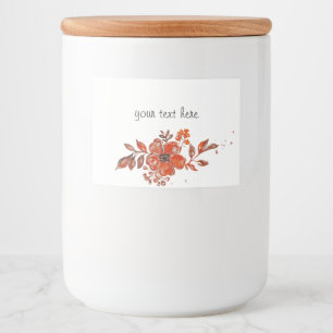 Waterverf Oranje Floral Voedselcontainer Etiket