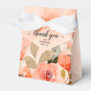 Waterverf Oranje Floral Wedding Bedankdoosjes