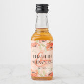 Waterverf Oranje Floral Wedding Mini Likeurfles Etiket (Voorkant)