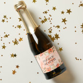 Waterverf Oranje Floral Wedding Mini Sparkling Wijnetiket